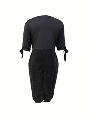 Party Dress Women's Plus Faux Pearl Decor Sequin Slim Fit Event Dress