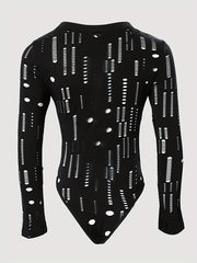 Sexy Cut Out Slim Bodysuit with Long Sleeves
