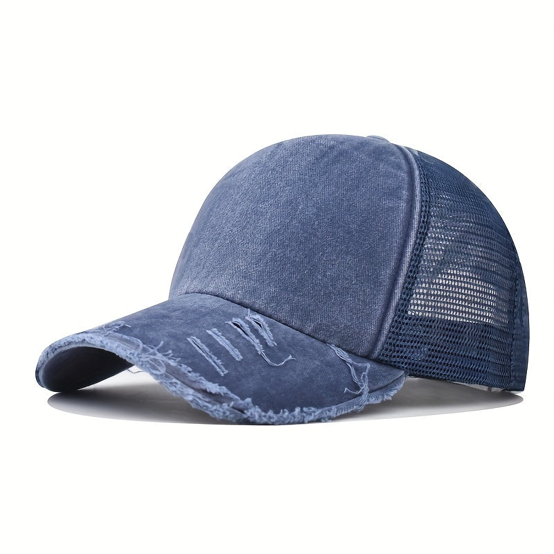 Unisex Ripped Baseball Cap Washed Street Wear Peaked Hat