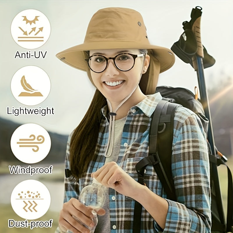 2pcs Wide Brim Sun Hat UV Protection Fishing Hat With Neck Cover