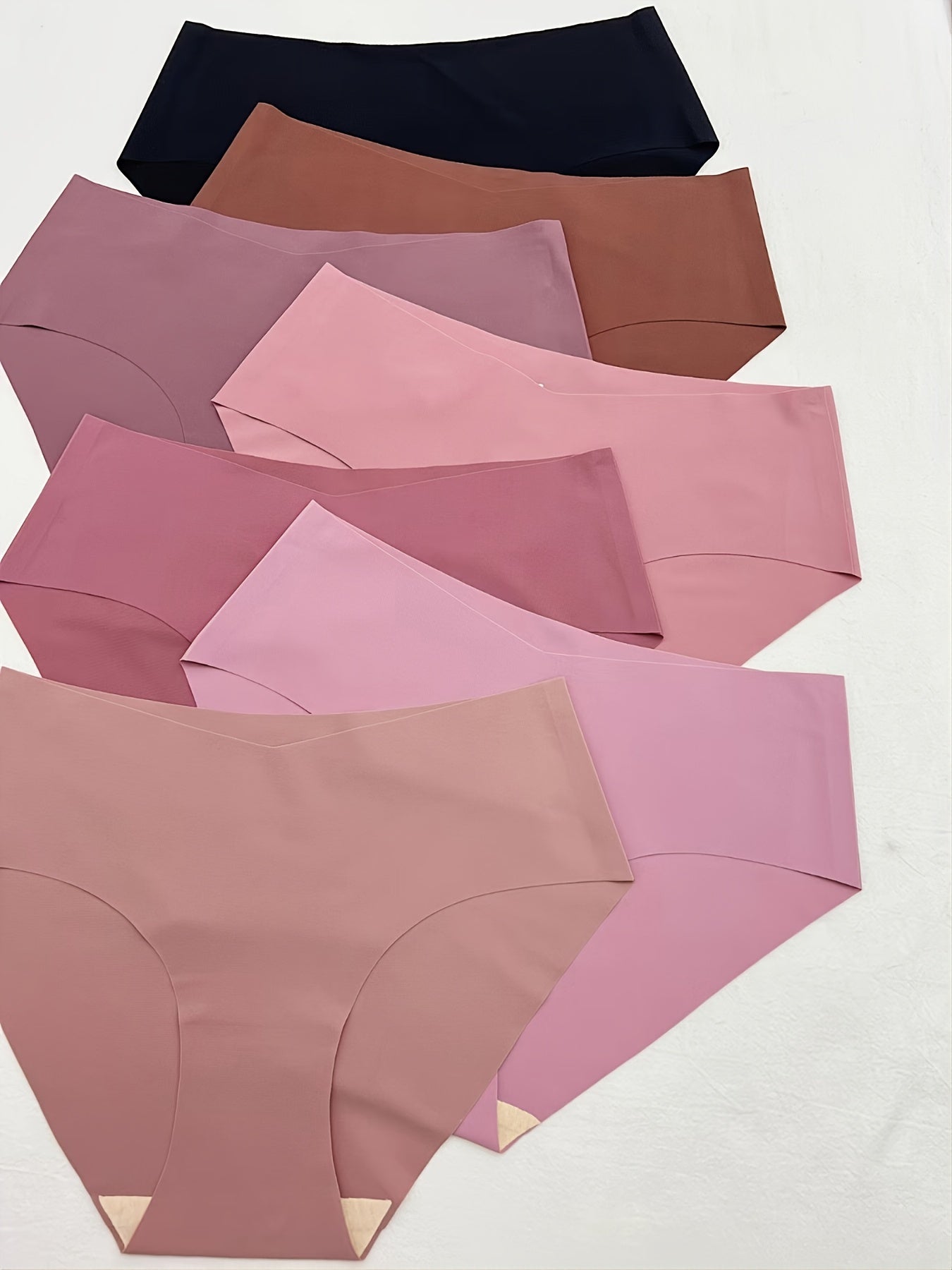 7 Pcs Seamless Hipster Panties Solid Bikini Briefs Women's Underwear