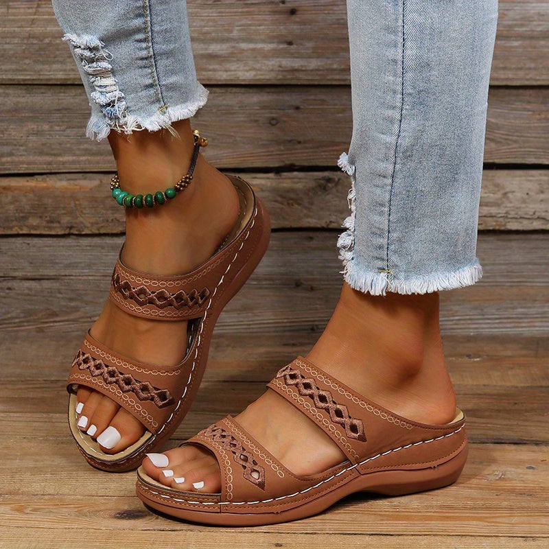Women's Hollow Out Slip On Wedge Heeled Sandals