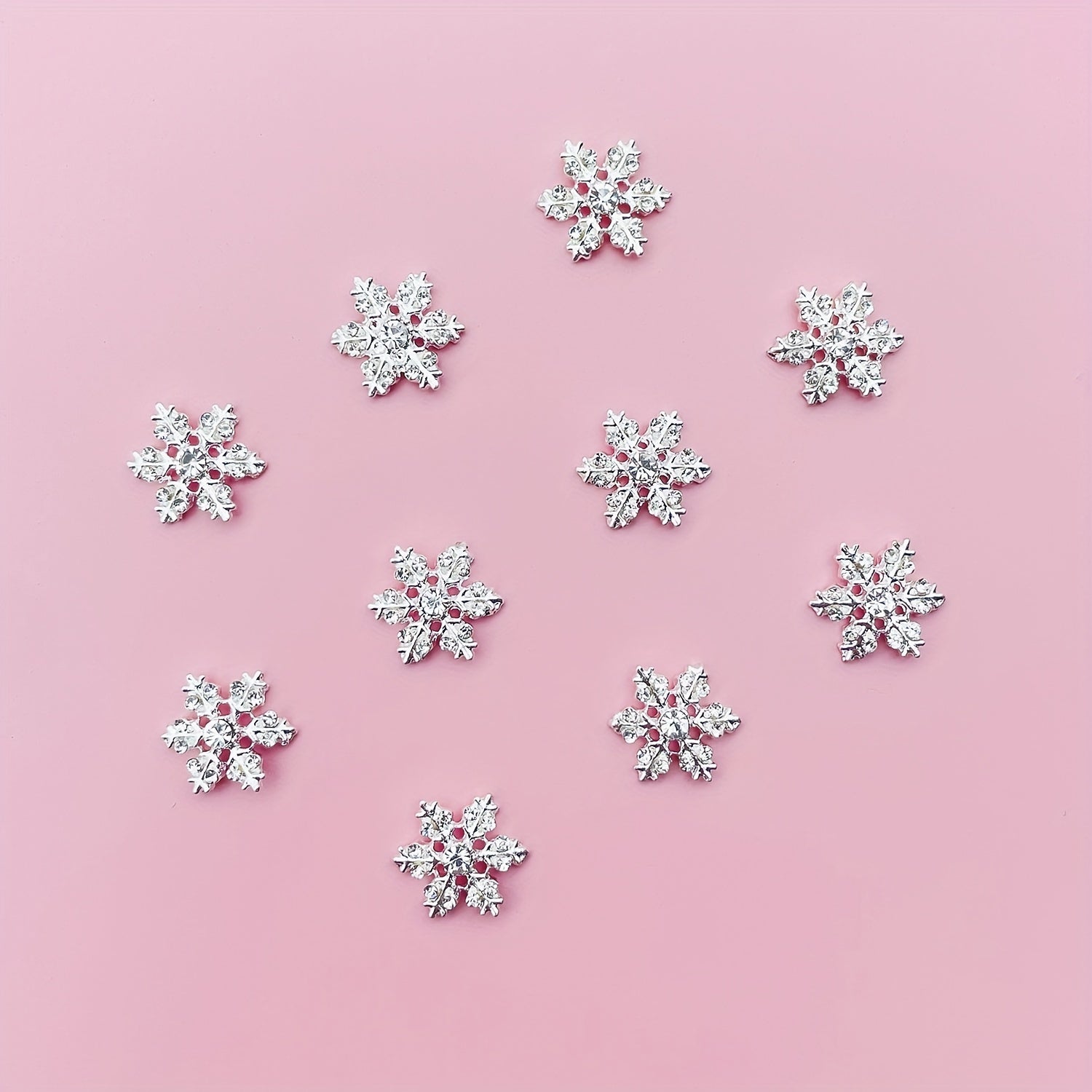10pcs Christmas Snowflake Nail Charms with Rhinestones 3D Nail Gem Jewelry