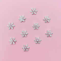 10pcs Christmas Snowflake Nail Charms with Rhinestones 3D Nail Gem Jewelry