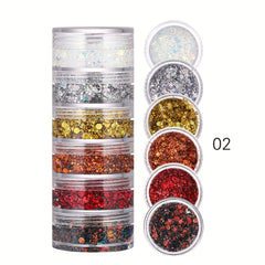Iridescent Body Glitter Flakes Adhesive for Hair Makeup Nails - Carnival Party H
