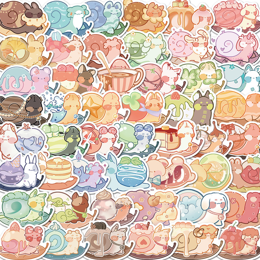 50pcs Adorable Dessert Snail Waterproof Stickers for Decorating