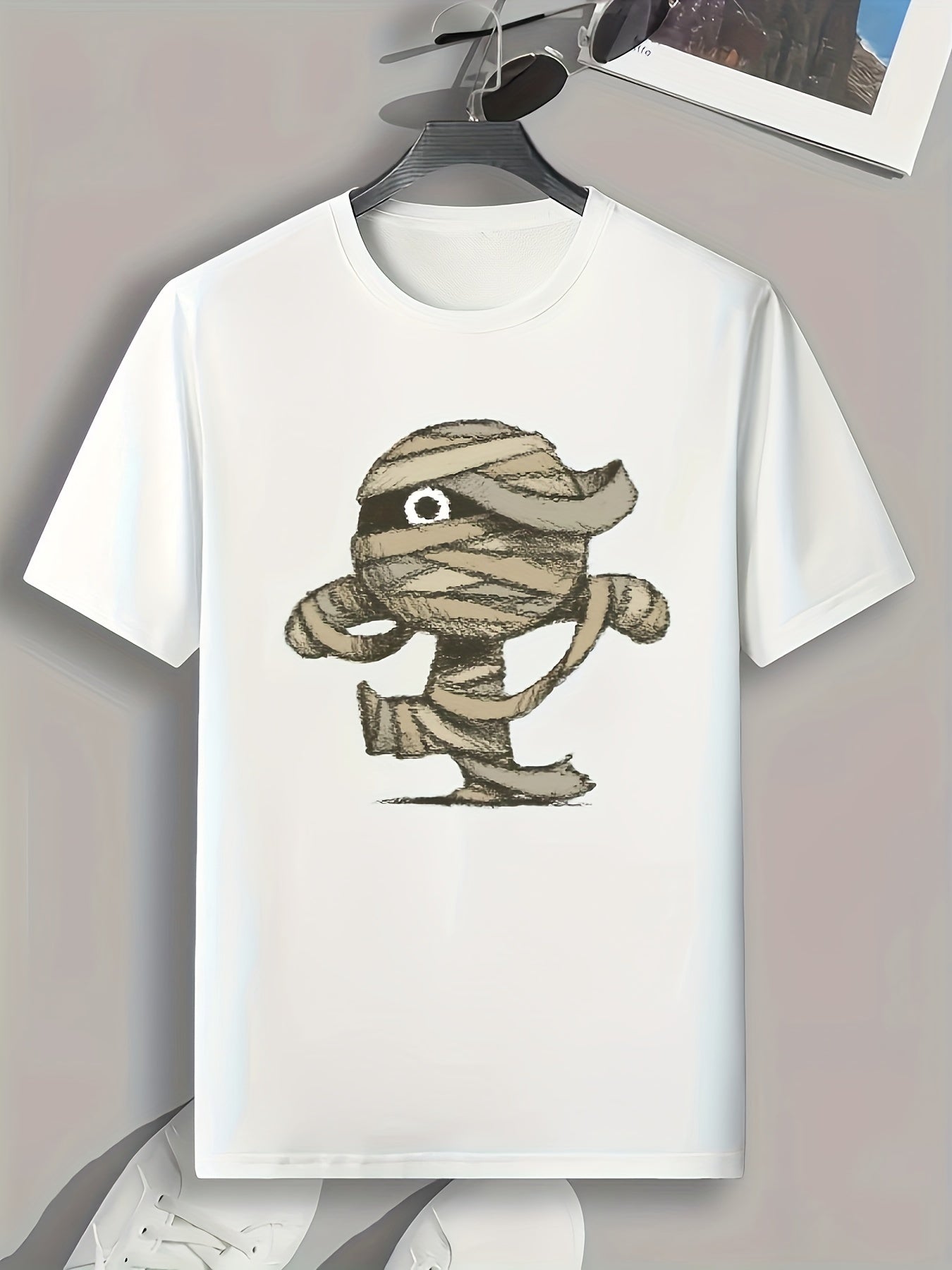 Halloween Mummy Pattern Print Men's Comfy Sports T shirt