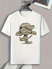 Halloween Mummy Pattern Print Men's Comfy Sports T shirt
