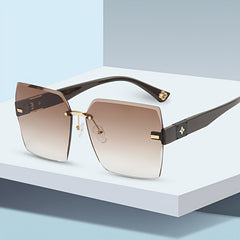 Multicolor Large Frame Women's Sunglasses Frameless Sunscreen With Case