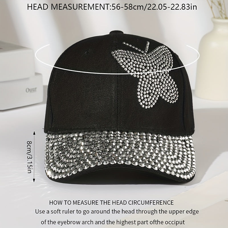Rhinestone Butterfly Dad Cap for Women