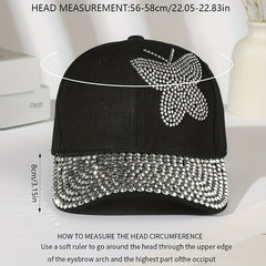 Rhinestone Butterfly Dad Cap for Women