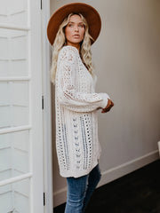 Women's Plus Size Casual Hollow Out Open Front Cardigan