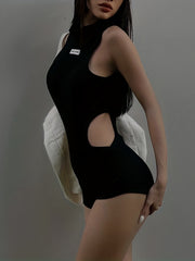 Sexy Hollow High Collor Sleeveless Bodysuit Women's Jumpsuit