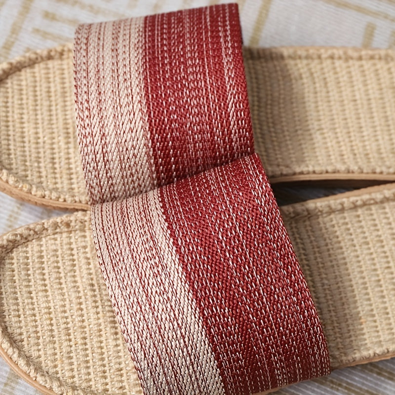 Women's Ombre Home Linen Slides Open Toe Ultra Light Shoes