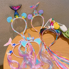 Girls Mermaid Unicorn Wig Sequin Headband Costume Dress Up Party Hair Accessorie