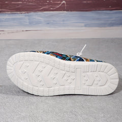 Women's Geometric Pattern Canvas Lace Up Outdoor Shoes