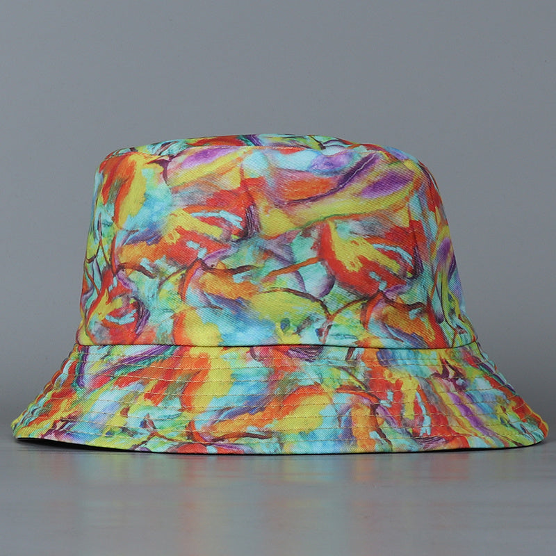 Colorful Graffiti Bucket Hat Abstract Stripes Reversible Fisherman Cap