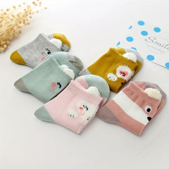 5 Pairs Cartoon Socks for Kids, Breathable & Comfy, Fits 1-12 Years