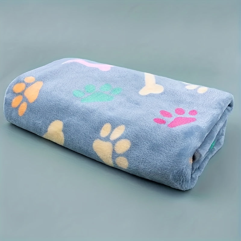 Soft and Cozy Paw Print Fleece Blanket for Dogs