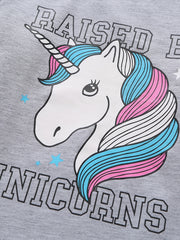 Girls Autumn Unicorn Print Pullover Top Casual Sweatshirt