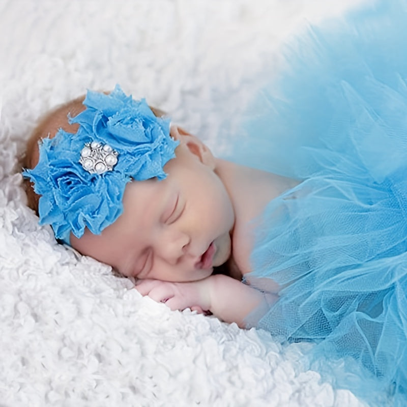 2pcs Baby Rabbit Skirt Headband Children's Photography Clothing Pink Purple