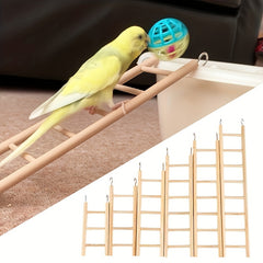Wooden Parrot Toy Stand with Hamster Ladder