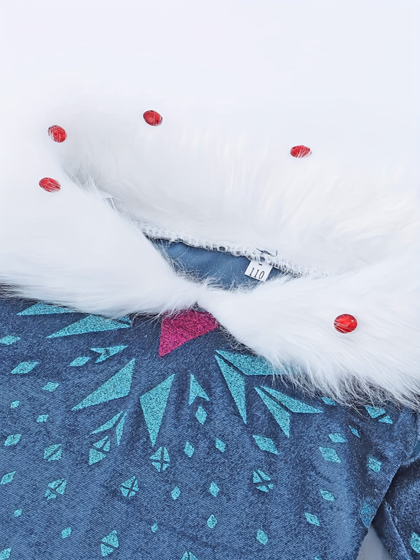 Girl's Velvet Princess Dress Snowflake Print Long Sleeve Dress
