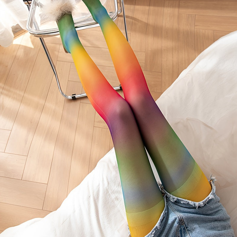 Ombre Colorblock High Waist Pantyhose Women's Stockings