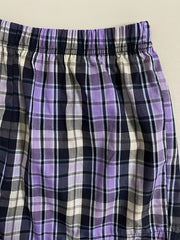 Colorblock Plaid Pajamas Set Short Sleeve Crew Neck Top & Shorts