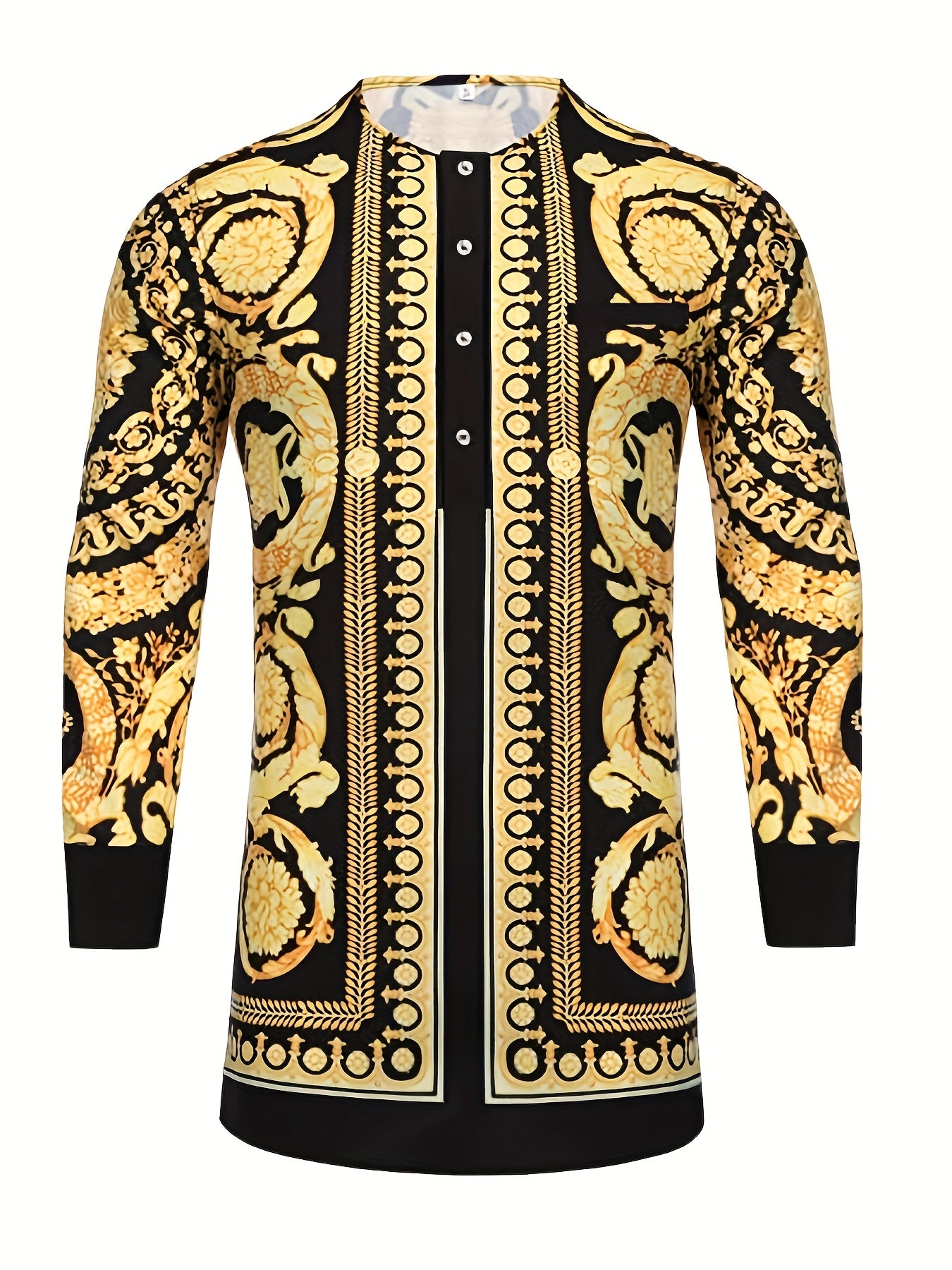 Men's African Dashiki Shirt Button Long Sleeve with Pocket