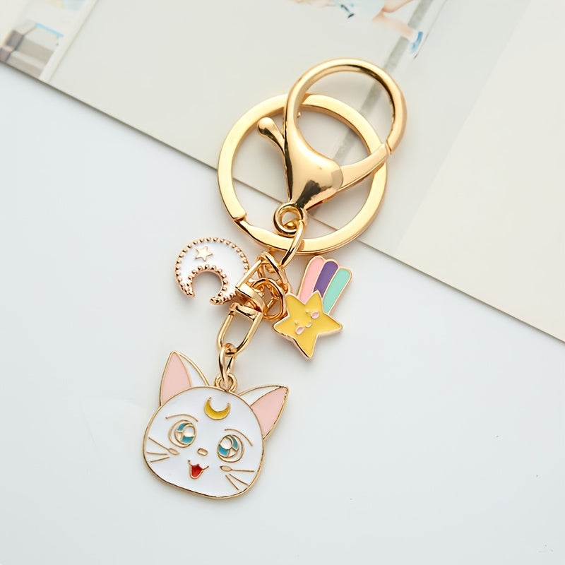Cat Alloy Car Key Ring - Stylish Bag Accessory