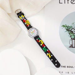 Kids Digital Quartz Watch - Cute Number Pointer Wristwatch