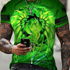 Dragon Print Men's Short Sleeve T-shirt Graphic Tee Men's Summer Clothes