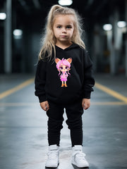 OERYUI Kitty Girl Print Hoodies Pants Set Spring Fall Sports Christmas Gift