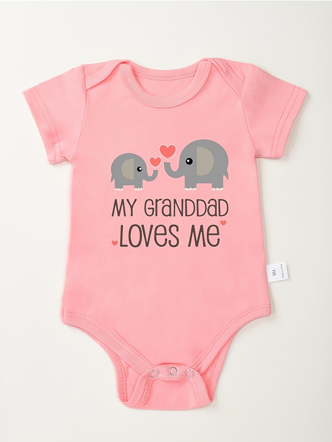 Baby Boys Romper My Granddad Loves Me & Elephants Print