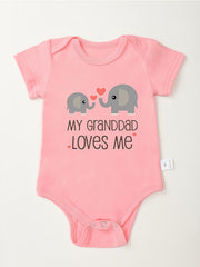 Baby Boys Romper My Granddad Loves Me & Elephants Print