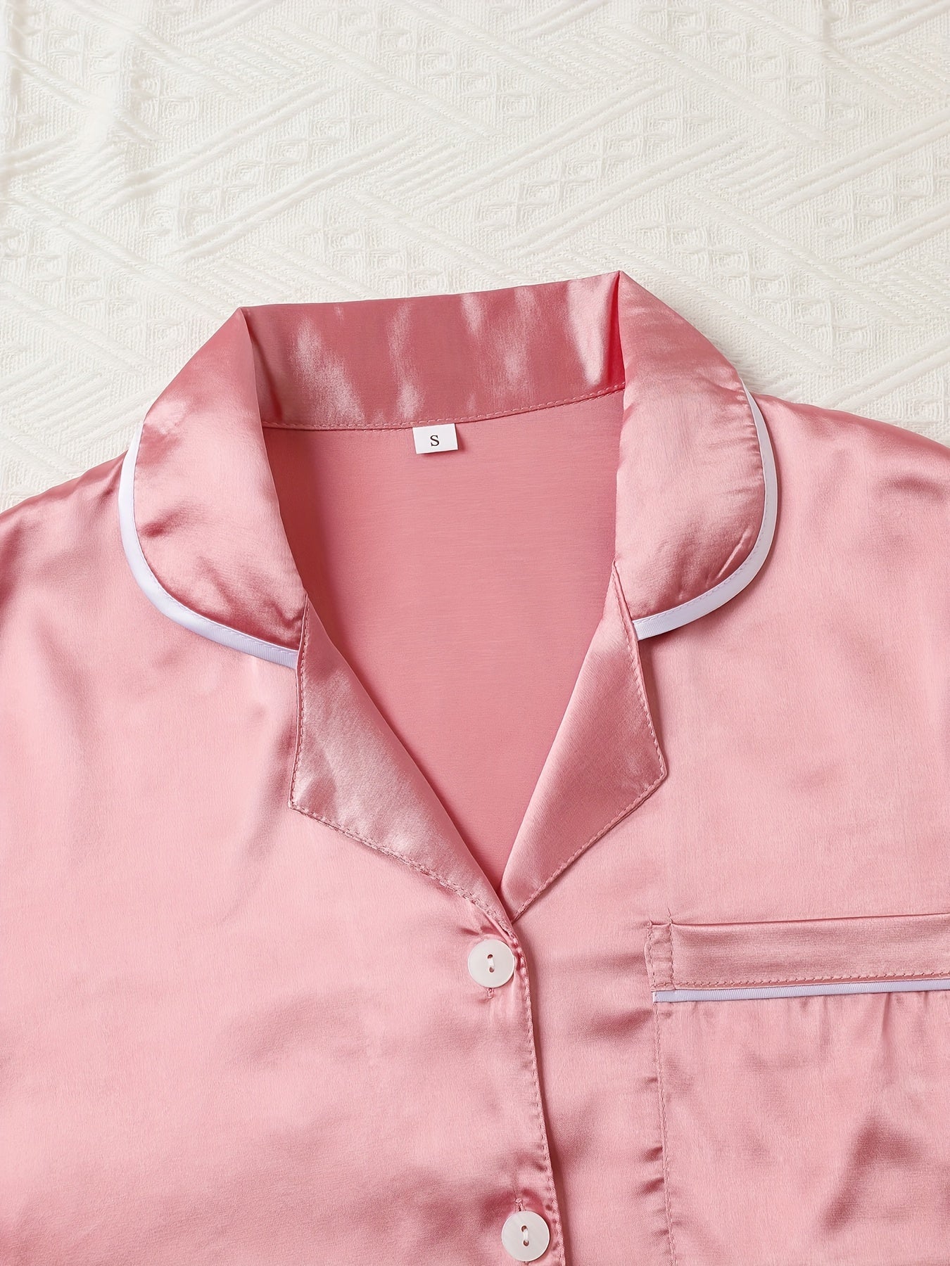 Satin Pajamas Set Short Sleeve Top & Shorts Women's Sleepwear