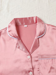 Satin Pajamas Set Short Sleeve Top & Shorts Women's Sleepwear