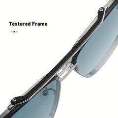 Gradient Metal Frame Sunglasses for Men UV Protection