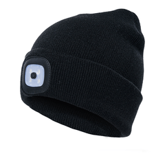 Unisex Beanie Hat With Light USB Rechargeable Hands LED Headlamp Hat