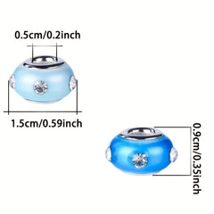 30 PCS Large Hole Glass Beads Mixed Spacer Beads With Rhinestones