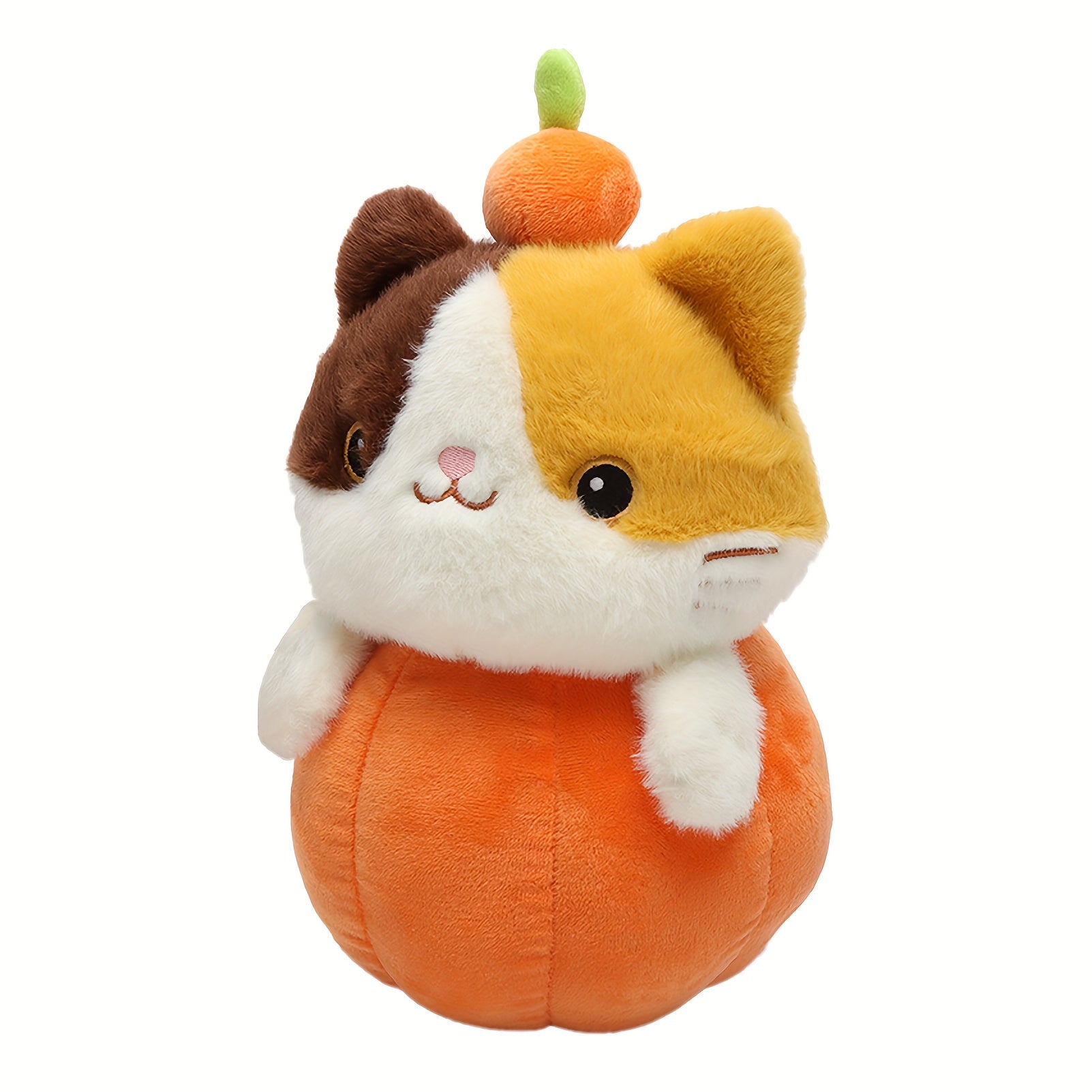 Pumpkin Cat Halloween Plush Stuffed Animal Toy Orange & Plush Pumpkin