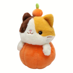 Pumpkin Cat Halloween Plush Stuffed Animal Toy Orange & Plush Pumpkin
