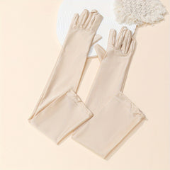 Pleated Satin Long Gloves for Wedding Bridal Dress
