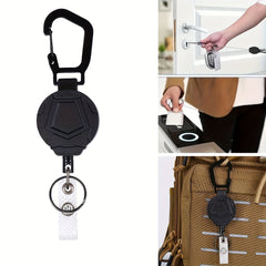 Retractable Key Chain w/ Carabiner & Steel Wire Cord for Camping Hiking