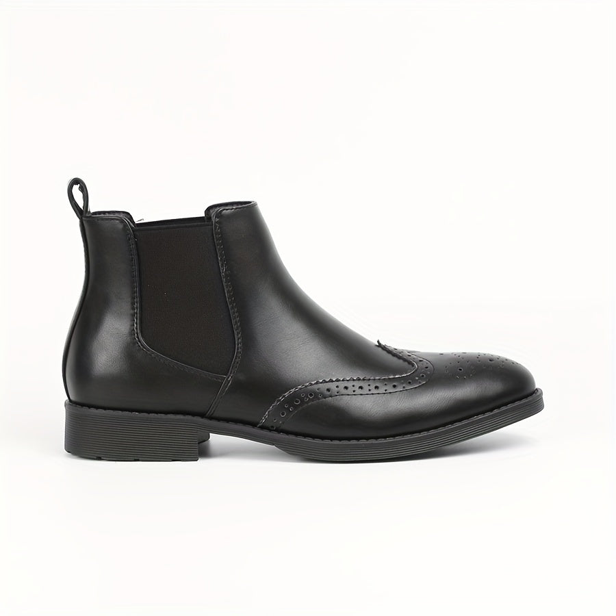 Men's Brogue Wingtip Chelsea Boots Casual Walking Shoes Sleek Look