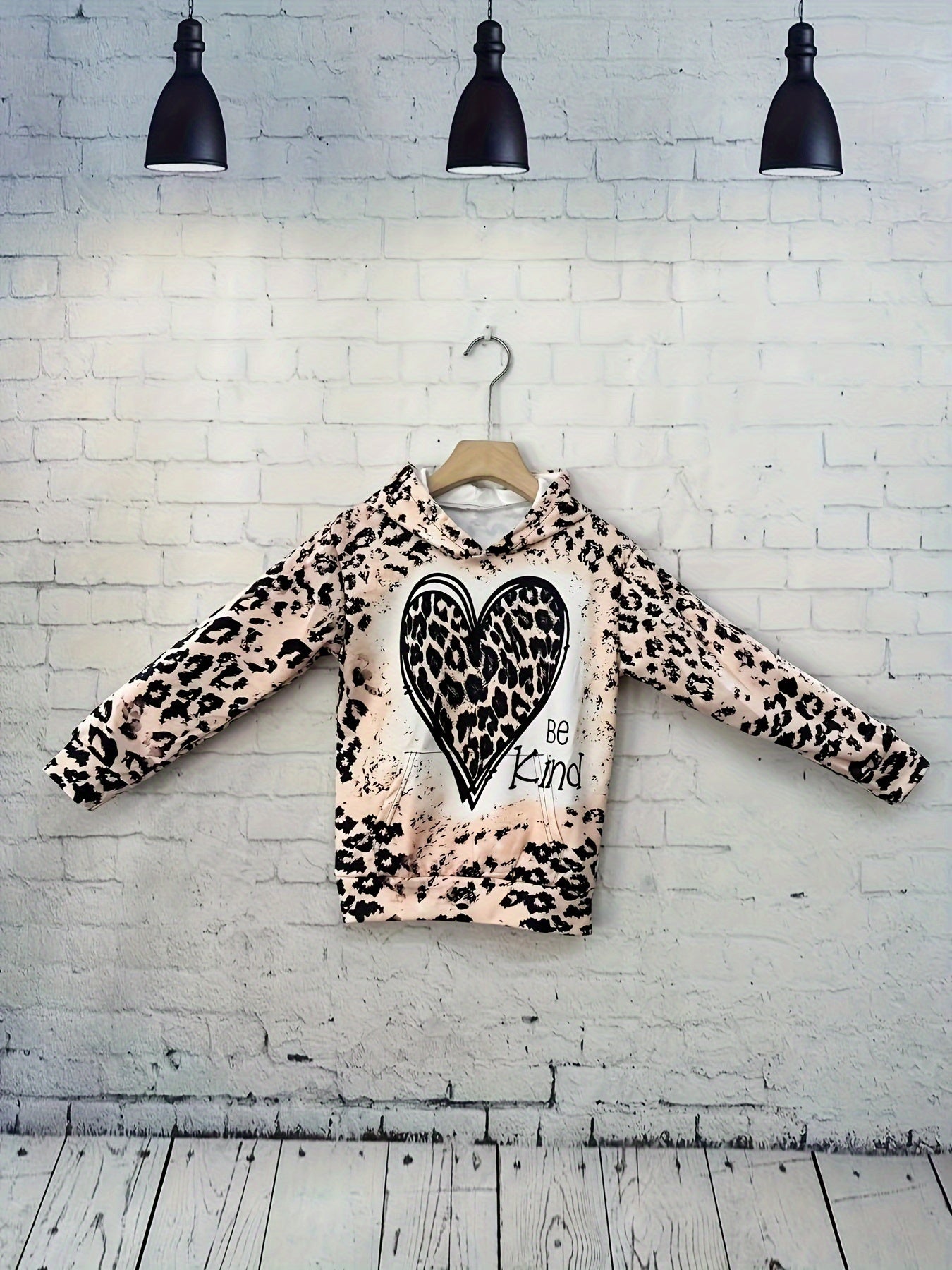 Leopard Print Hoodies Girls Comfy Hooded Pullover Kids Clothes