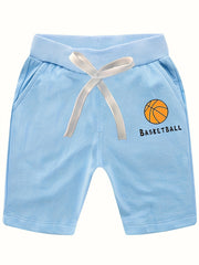3pcs Boys Basketball Print Comfortable Shorts Quick-drying for Summer Outdoor