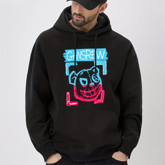 Evil Bear Print Hoodie Men's Graphic Pullover Hooded Sweatshirt