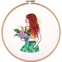 Embroidery DIY Cross Stitch Thread Flower Girl Dance Picture